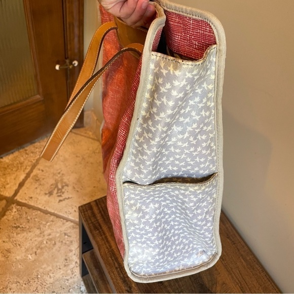 FOSSIL Key Per PVC Coated Red and Grey Shoulder Tote Bag - Picture 6 of 6